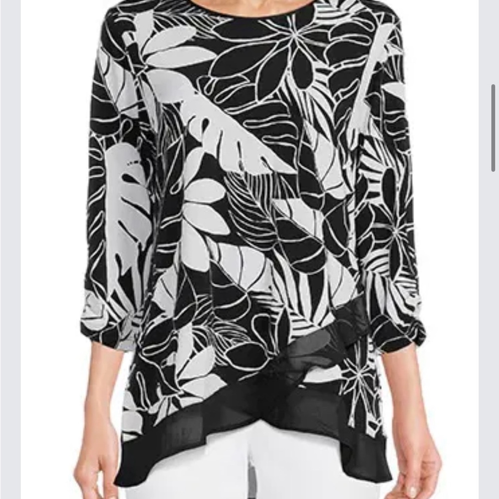Allison Daley 3/4 sleeved Ruched Faux Wrap Top size XL